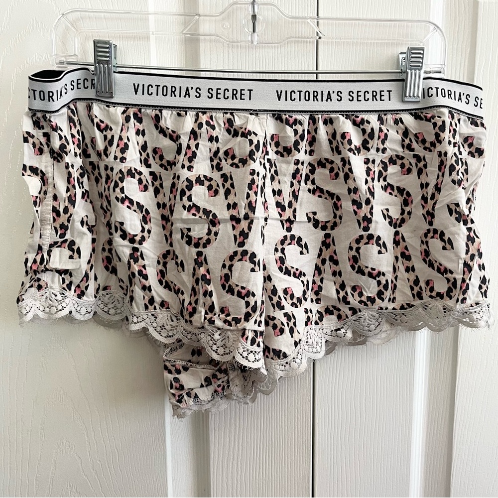 Victoria's Secret Animal Print Lace Trim Pajama Shorts